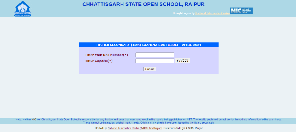 छत्तीसगढ़ स्टेट ओपन स्कूल के परिणाम 2024