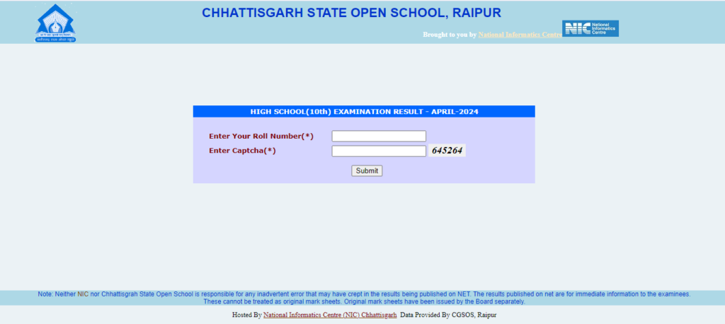 छत्तीसगढ़ स्टेट ओपन स्कूल के परिणाम 2024